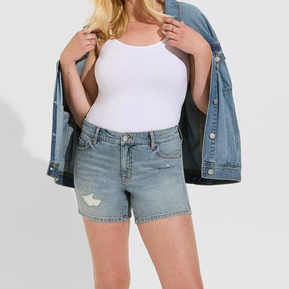 ❤️NWT VINTAGE TORRID JEAN SHORTS - DISTRESSED DESTRUCTED DENIM - SIZE 22 - Picture 8 of 10